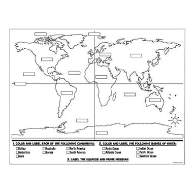 World Map Color Your Own Poster - Set of 30, Size 22 inch x 17 inch - Classroom and Educational Activities For Kids