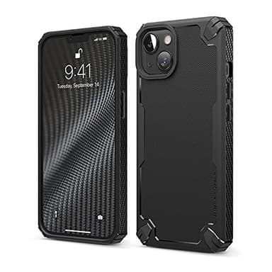 elago Armor Compatible with iPhone 13 Case 6.1 Inch - Heavy-Duty Protective Case, Carbon Fiber Texture, Tough Rugged Design, Shockproof Bumper Cover, Full Body Protection, Premium TPU (Black)