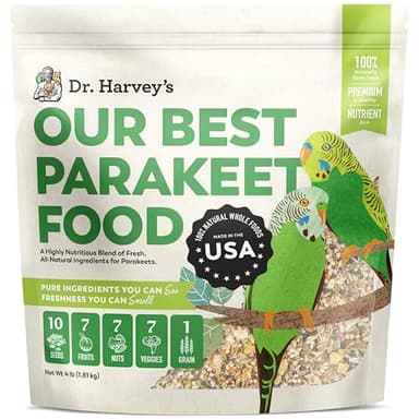 Dr. Harvey's Our Best Parakeet Food, Wholesome Seeds, Nuts, Fruits, and Vegetable Bird Feed for Budgies and Parakeets (4 Pounds/1.81 kg)
