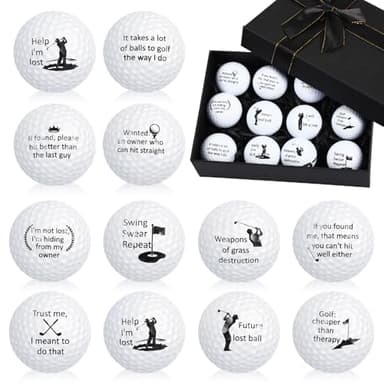 Soulchen 12 Pcs Funny Golf Balls Gift Set Funny Golfer Gift Set for Men Dad Golfers Grandfather Professional Practice Ball Happy Fathers Day Birthday Gifts Bulk Unique Novelty Gifts for Golfers