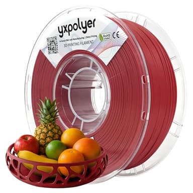 YXPOLYER PLA Filament Food Grade 1.75mm 1kg for 3D Printing, PLA+ 3D Printer Filament with Transparent AMS-Compatible Filament Spool, Brick Red