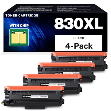 Compatible TN830XL Toner Cartridge Replacement for Brother TN830XL TN830 XL TN-830XL Work with HL-L2405W HL-L2460DW HL-L2420DW HL-L2480DW DCP-L2640DW MFC-L2820DW MFC-L2900DW Printer (4 Pack)