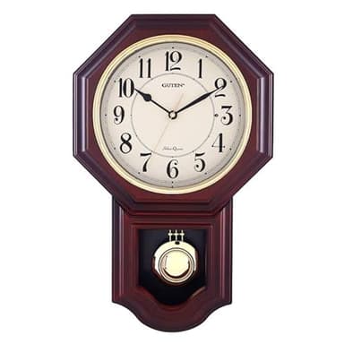 YUNTIMESS Chiming Wall Clock with Pendulum - Wall Clock with Westminster Chimes&Strike Clock, Battery Operated, Faux Wood Pendulum Clock for Living Room, Office, Home Decor & Gift