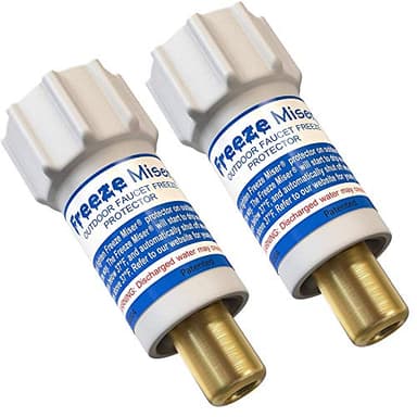 Freeze Miser Outdoor Faucet & Spigot Freeze Protection – Patented Valve Shield, Activates at Water Temperature Below 37°F/3°C – Durable Winter Cover Alternative – Quick Install, Saves Water – 2 Pack