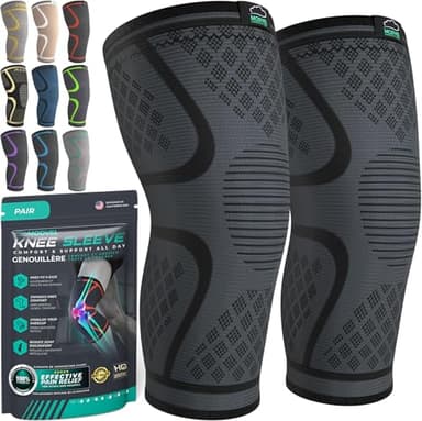 Modvel Compression Knee Brace for Women & Men, 2-Pack Knee Brace for Running Knee Pain, Knee Support Compression Sleeve, Workout Sports Knee Braces for Meniscus Tear, ACL & Arthritis Pain Relief