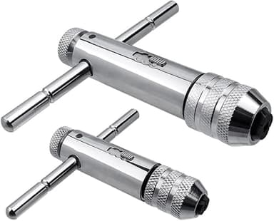 Bestgle 2Pcs Ratchet T Handle Tap Wrench, Adjustable T Bar Handle Holder Ratcheting Wrench for Metric M3-M8 / M5-M12 Thread Screw Taps