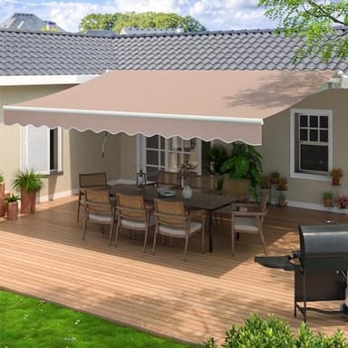 Patio Retractable Awning 13 x 8 ft Sun Shade Shelter Cover,Outdoor Patio Awnings for Shop, Restaurant, Cafe, Courtyard, Balcony