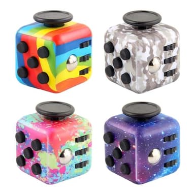 Fidget Cube for Adults, 4-Pack Cube Fidget Anxiety Relief, Silent & Audible Fidget Cube for Anxiety Relief, Handheld Sensory Toy for ADD/ADHD/OCD, Focus & Relaxation