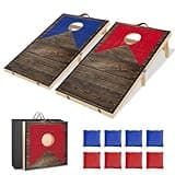 HQGZQL Wooden Cornhole Board Set 3x2 ft, Portable Cornhole Set with 8 Bean Bags, Indoor or Outdoor Corn Hole Toss Game for Adults Kids