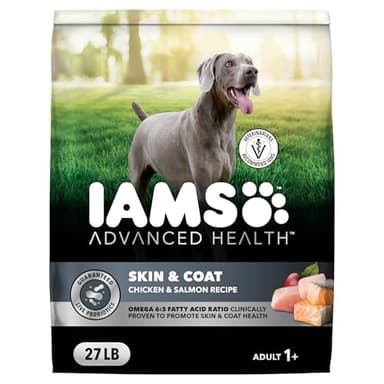 IAMS Advanced Health Skin & Coat Dry Dog Food, Adult Dog Food Dry Chicken and Salmon Recipe, 27 lb. Bag