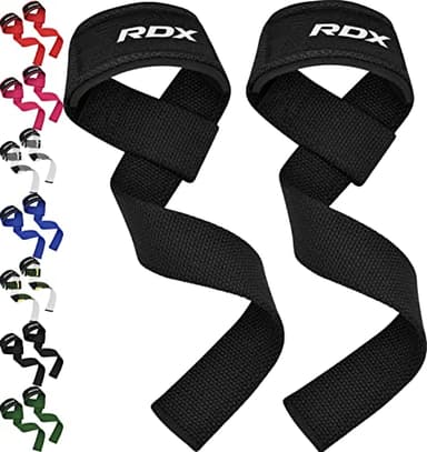 RDX Lifting Straps for Weightlifting –100% Cotton Heavy Duty Gym Wrist Strap with 5MM Neoprene Padding, 60CM Anti-Slip Hand Grip Wraps for Deadlifts Powerlifting Workouts Strength Training, Men Women