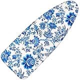 Memeaty Ironing Board Cover and Pad 18x49 Inch Ironing Board Cover with 6mm Thick Padding Scorch and Stain Resistant Cotton Ironing Covers with Elastic Edge and Hook and Loop Fasteners