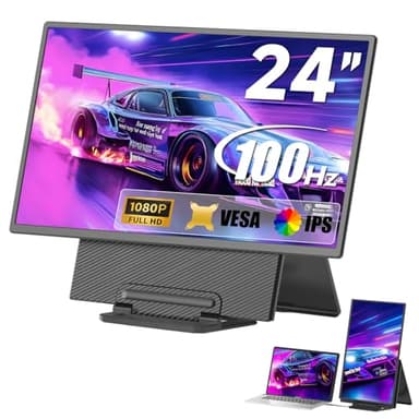 siaviala Portable Monitor, 24 inch 1080P FHD 100Hz Laptop Screen Extender, Large Gaming Monitor IPS Display for Laptop, Desktop, MacBook, PS4/5 with Kickstand VESA Compatible
