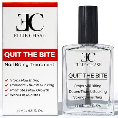 Ellie Chase Stop Nail Biting Deterrent Treatment Polish Extra Bitter Taste 0.5 Oz | Stop Putting Fingers In Your Mouth | Safe For Adults & Kids | Helps Nail Growth Made in USA | DBP Free, TPHP Free