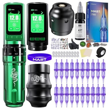 Mast Tattoo Gun Pen Machine, Fold Pro Cordless Year of Snake Edition Tattoo Machine Gift, Power Motor by Mcore-C3, 3000mAh Battery Power Supply (Kit)