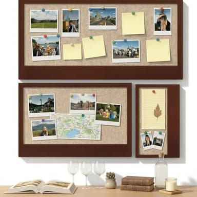 Hahafelt 3 Pcs Felt Vision Board Kit, 32"x 24", Brown Cork Board Decorative Bulletin Picture Self-Adhesive Modular Vision Prayer Boards with 30 Push Pins Aesthetic for Wall Office Classroom Home