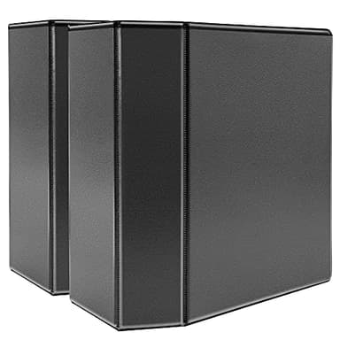 Amazon Basics 5 inch Binder, Heavy Duty, 3 Ring, Customizable View, D-Ring, 2-Pack, Black