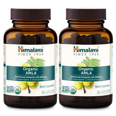 Himalaya Organic Amla/Amalaki for Active Immune Support and Cellular Defense, 600 mg, 60 Caplets, 2 Month Supply, 2 Pack