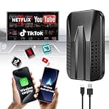 4-in-1 Wireless CarPlay & Android Auto Adapter, Compatible with Netfl!x/YouTube/TIK Tok/Screen Mirror Link/TF Card,Carplay Ai Box,Plug & Play, Suitable for Cars Equipped with OEM Wired CarPlay