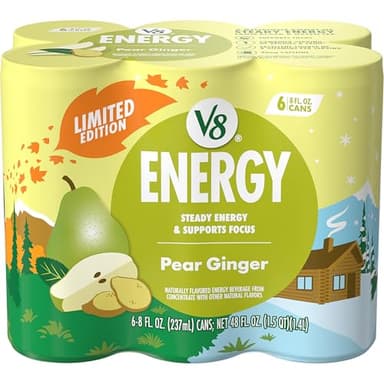 V8 Energy Pear Ginger Energy Drink, 8 fl oz Can (6 Pack)