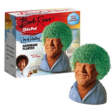 Chia Pet Bob Ross - Blue Shirt - with Seed Pack, Decorative Pottery Planter, Easy to Do and Fun to Grow, Novelty Gift, Perfect for Any Occasion