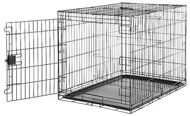 Amazon Basics Durable, Foldable Metal Wire Dog Crate with Removable Tray, Single Door, Divider Panel, 42 x 28 x 30 in, Black