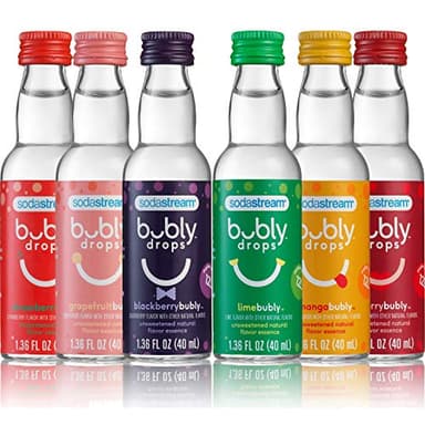 SodaStream - Bubly Fruit Drops for Sparkling Water | Natural Fruit Flavor | Zero Calories, No Sweeteners | Create Your Own Bubly with SodaStream | Variety Pack, Bubly Original, Pack of 6 | 8 Fl Oz