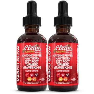 Clean Nutra Cayenne Pepper Drops Supplement Liquid + Hawthorn Berry, Vitamin D3 K2 Beet Root Powder, Ceylon Cinnamon, Turmeric Curcumin, Organic Panax Ginseng, Berberine Extract Organic (2)