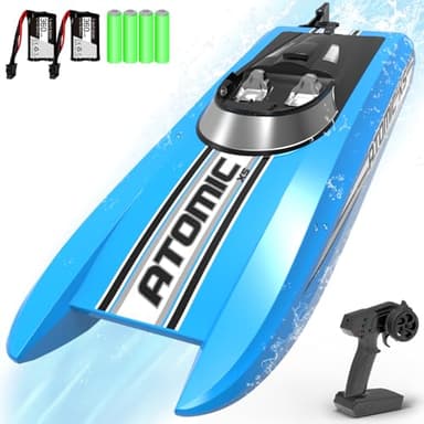 volantexrc Remote Control Boats for Pools and Lakes 20+MPH AtomicXS High Speed RC Boat for Adults Toy Boat Gifts with 2 Batteries & Reverse Function (795-5 Blue)
