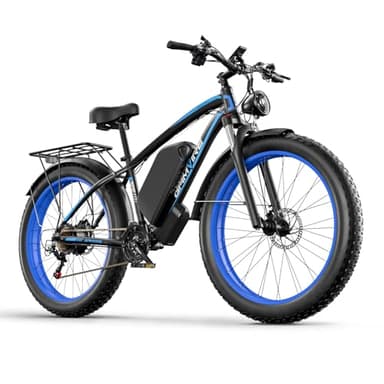 GAMVIRE (26" V7 Blue) EBike, 2000W Peak 2500W, 52V 32Ah Battery, Max 40MPH&100Miles, Hydraulic Disc Brake, 21-Speed Off Road Snow Mountain Pedal Assist 26" Fat Tire Fast EBike