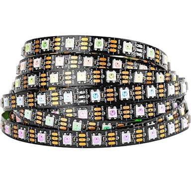 BTF-LIGHTING WS2812B IC RGB 5050SMD Pure Gold Individual Addressable LED Strip 16.4FT 300LED 60Pixel/m Flexible Full Color IP30 DC5V for DIY Chasing Color Project(No Adapter or Controller)
