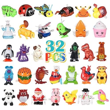 CIUGEO 32 PCS Assorted Wind-up Toys for Kids, Bulk Windup Animals Walking Jumping Swimming Flipping Clockwork Toys Stocking Stuffers for Kids, Easter Basket Stuffer