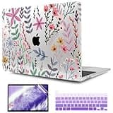 TwoL Compatible with MacBook Pro 13 inch Case 2022 2021 2020, Plastic Hard Shell Case Cover and Keyboard Skin & Screen Protector for MacBook Pro 13 inch A2338 M2/M1 A2289 A2251, Tiny Flower