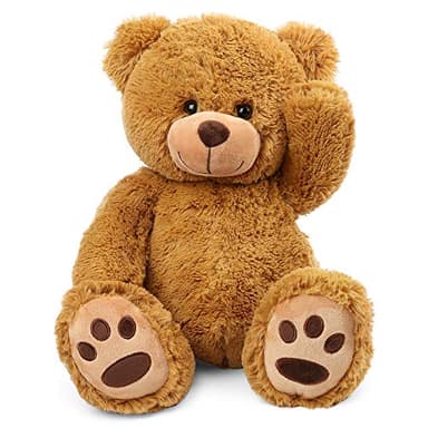 LotFancy Teddy Bear Stuffed Animals, 20 inch Soft Cuddly Cute Plushies, Plush Toys with Footprint Design, Stuffed Animals for Girls Kids Baby Toddlers, Baby Shower Easter Birthday Gift Decor, Brown