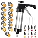 Cookie Press Gun Kit Spritz Cookie Press Gun Cookie Gun for Baking,13 Cookie Discs+8 Icing Nozzles Perfect for DIY Christmas Cookie Maker and Decorating Cookies(Comes with Cleaning Brush)