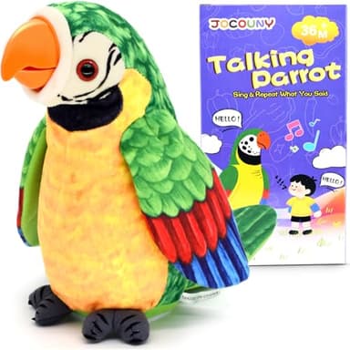Toddler Toys, [ Volume Adjustable ] Talking Parrot Repeats What You Said, Mimicking Singing Interactive Toy Electronic Stuffed Animals Plush Pet Doll for Babies Kids Boys Girls Party Birthday Gifts