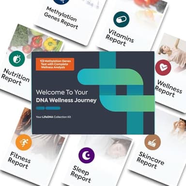 LifeDNA 13 Methylation Genes Test Complete Wellness Analysis | Over 120 Traits for Nutrition, Fitness, Vitamins, Sleep, Skincare Reports
