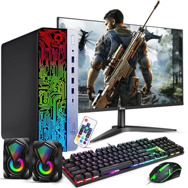 BTO HP RGB Gaming Desktop PC Bundle - Intel Core i7 6th Gen, 16GB DDR4 Ram, 1TB SSD, NVIDIA GeForce GT 1030 GDDR5, New 24 Inch Monitor - Prebuilt Gaming Computer, RGB Set - Windows 11 Pro (Renewed)