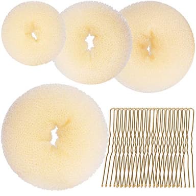 Teenitor 4 Pcs Hair Donut Hair Bun Maker(Extra-large, Large, Medium, Small) with Hair Pins 20 Pcs, Blonde