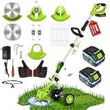 6 Inch Electric Weed Wacker with Wheels, Lightweight Electric Weed Eater, 650W High Power 8500 RPM,4000mAh Battery Powered Weed Eater, Multifunctional Grass Trimmer Lawn Tool,Green