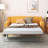 Dyonery 4.5 Inch Memory Foam Sofa Bed Mattress Replacement with Fiberglass-Free Fabric and Washable Cover for Sleeper Sofa and Couch Beds, Full Size, White (Sofa Not Included)