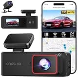 KINGSLIM Dash Cam Front and Rear 2K+1080P, Mini WiFi Dash Camera for Cars Dual Dashcam Parking Monitor, Loop Recording, Car Camera Support Max 256GB (E2PRO)