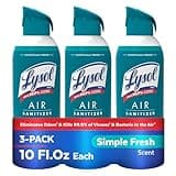 Lysol Air Sanitizer Spray, For Air Sanitization and Odor Elimination, Simple Fresh Scent, 10 Fl. Oz (Pack of 3)