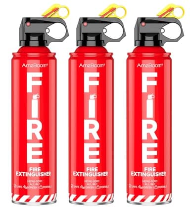 AmzBoom Fire Extinguisher for Home, Car, Kitchen, and Boat 3-Pack, Portable Extinguishing Aerosol Spray Compact A, B, C, K – Includes Mounting Brackets for Easy Access.