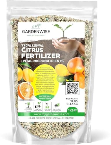 GARDENWISE Professional Citrus Fertilizer + Vital Micronutrients; Perfect Balanced NPK for All Citrus; for Indoor and Outdoor Plants; Orange, Lime, Avocado and Lemon Tree Fertilizer (1/2 Quart)