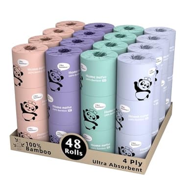 Home Nurse - Bamboo Toilet Paper, 4-ply 48 Rolls | Strong & Soft, Organic Natural Plant Based, Unbleached & Non Toxic, Tree Free Eco Friendly, Chemical Free, No Dust