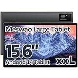 MESWAO Tablet 15.6 Inch Android 14 Tablet, Large Tablet with1080 IPS HD Display Big Screen, 8-Core, 6GB+128GB, Support 512G TF Card, 12000mAh Long Lasting Battery for Movie/Work-Space Gray