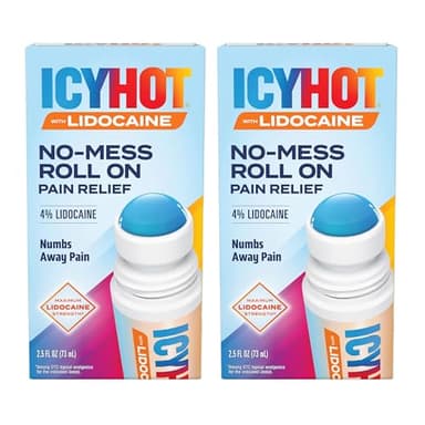 Icy Hot Maximum Strength Lidocaine No-Mess Pain Relief Liquid, No-Mess Applicator, 2.5 Ounces, 2 pk