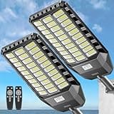 Solar Street Light 6000W, Commercial Grade Solar Lights Outdoor IP66 Waterproof, Motion Sensor & Dusk to Dawn, for Parking Lots, Pathways, Streets & Yard, 2 Pack