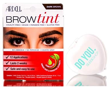 Ardell Professional Brow Tint, 12 applications (with Compact Mirror) Cruelty Free, Vegan, Paraben Free, Gluten Free, Last 2 weeks (Dark Brown)